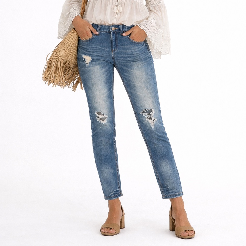 Free People Boho Distressed Skinny Jeans